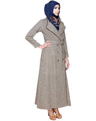 Modest Forever Cream & Brown Jacket Abaya 3