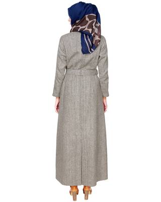 Modest Forever Cream & Brown Jacket Abaya 4