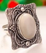 White coral gemstone 925 silver jewelry ring 8.75