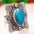 Blue copper turquoise gemstone 925 silver jewelry ring 7.75