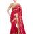 Indian women meganta designer patch and moti and floral design Raw Silk saree with blouse
