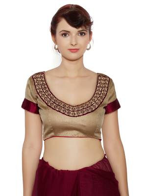 Indian women Maroon Designer Saree with Heavy Work Raw Silk saree with blouse 3