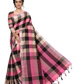 Pink Woven cotton silk saree with blouse
