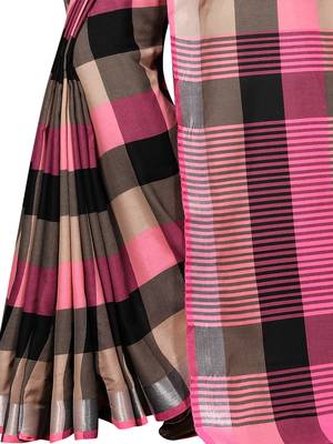 Pink Woven cotton silk saree with blouse 4
