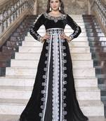 Kaftan Thread Work Black Color Arabic Evening Dress