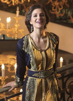 Dark Blue Thread Work Style Fabric Dubai Party Wear Designer Kaftan 3