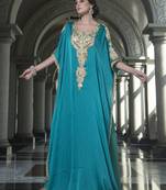 Evening Dress Sea Green Color Arabic Free Size Kaftan