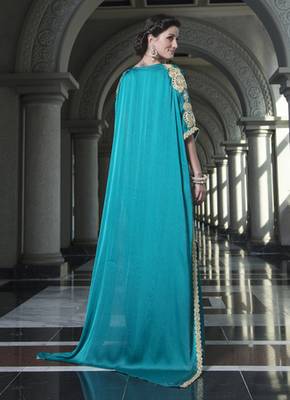 Evening Dress Sea Green Color Arabic Free Size Kaftan 3