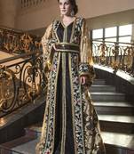 Biscuit Color Designer Embroidery Arabic Moroccan Style Kaftan