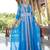 Moroccan Style Kaftan With Pearl And Stone Work With Train Blue Firoji Color