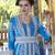 Moroccan Style Kaftan With Pearl And Stone Work With Train Blue Firoji Color