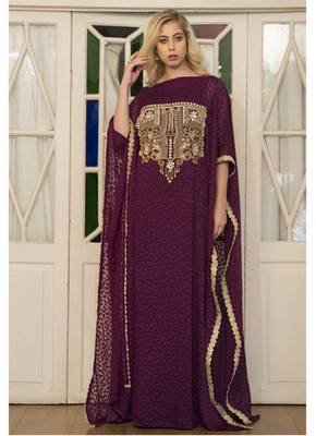 Violet Arabic Style Hand Made Kaftan 1