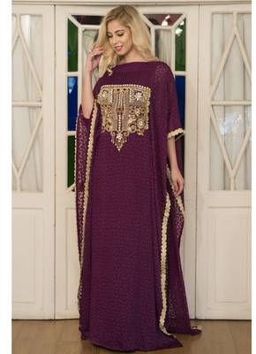 Violet Arabic Style Hand Made Kaftan 2