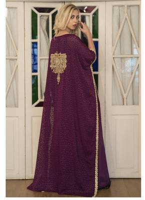 Violet Arabic Style Hand Made Kaftan 4