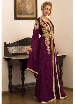 Violet Jacket Style Moroccan Wedding Kaftan 2