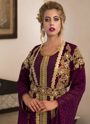 Violet Jacket Style Moroccan Wedding Kaftan 3