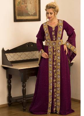 Violet Full Sleeve Moroccan Style Handmade Dress 2