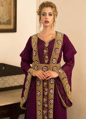 Violet Full Sleeve Moroccan Style Handmade Dress 4