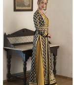 Black And Yellow Party Wear Arbic Style Moroccan Kaftan