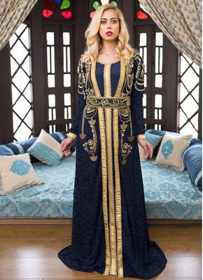 Dark Blue Party Wear Style Moroccon Kaftan 1
