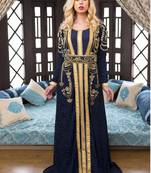 Dark Blue Party Wear Style Moroccon Kaftan