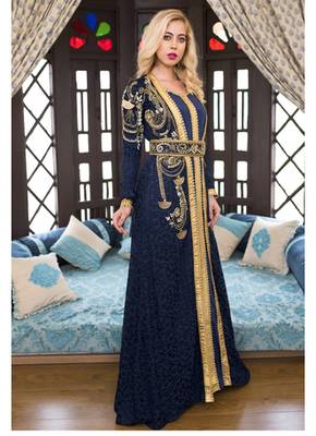 Dark Blue Party Wear Style Moroccon Kaftan 2