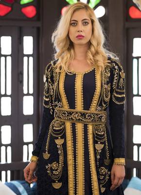Dark Blue Party Wear Style Moroccon Kaftan 4