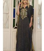 Dark Grey And Gold Arabic Style Handmade Kaftan
