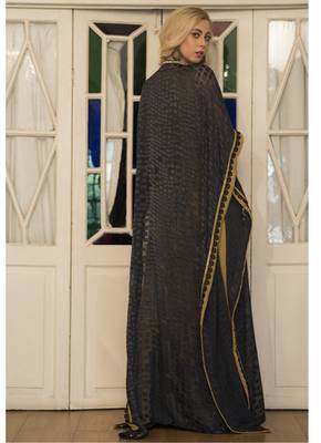 Dark Grey And Gold Arabic Style Handmade Kaftan 3
