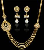Traditional glowing bridal India pearl meena necklace kundan set