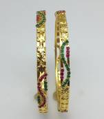 ruby emerald gold look bangles real look