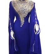 Blue Beads and Stone Work Georgette Hand Stiched Arab Islamic farasha