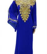 Blue Beads and Stone Work Georgette Hand Stiched Arab Islamic farasha