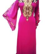 Pink Beads and Stone Work Georgette Hand Stiched Arab Islamic  Kaftan