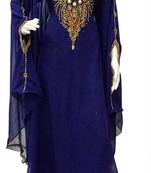 Blue Beads and Stone Work Georgette Hand Stiched Arab Islamic farasha