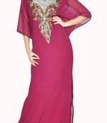 Pink Beads and Stone Work Georgette Hand Stiched Arab Islamic farasha