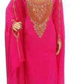 Pink Beads and Stone Work Georgette Hand Stiched Arab Islamic farasha