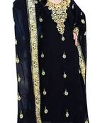 Black Beads and Stone Work Georgette Hand Stiched Arab Islamic farasha