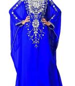 Blue Beads and Stone Work Georgette Hand Stiched Arab Islamic farasha