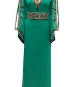 Green Beads and Stone Work Georgette Hand Stiched Arab Islamic farasha