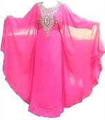 Pink Beads and Stone Work Georgette Hand Stiched Arab Islamic farasha