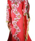 Red Embroidery Work Georgette Hand Stiched Arab Islamic farasha