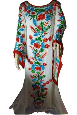 Multicolor Embroidery Work Georgette Hand Stiched Arab Islamic farasha 1