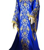Blue Embroidery Work Georgette Hand Stiched Arab Islamic farasha