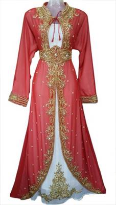 Red Beads and Stone Work Georgette Hand Arab Moroccan Jacket Kaftan 1