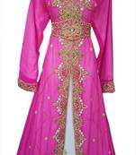Pink Georgette Zari and Beads Work Kaftan