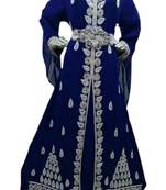 Blue Beads and Stone Work Georgette Hand Stiched Arab Moroccan Kaftan