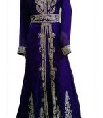 Blue Beads and Stone Work Georgette Hand Stiched Arab Moroccan Kaftan