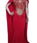 Red Beads and Stone Work Lycra Hand Stiched Arab Moroccan Kaftan