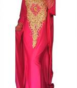 Pink Beads and Stone Work Lycra Hand Stiched Arab Moroccan Kaftan